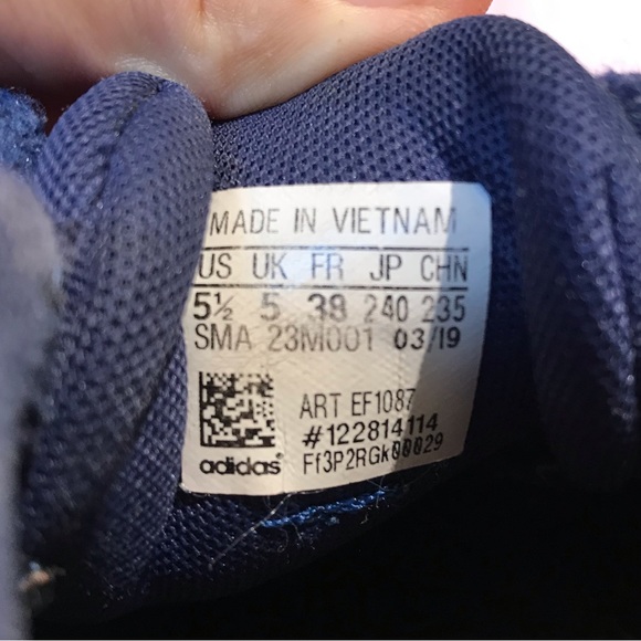 Boys Adidas Tensaur navy blue trainers sport casual sneakers - Picture 9 of 9